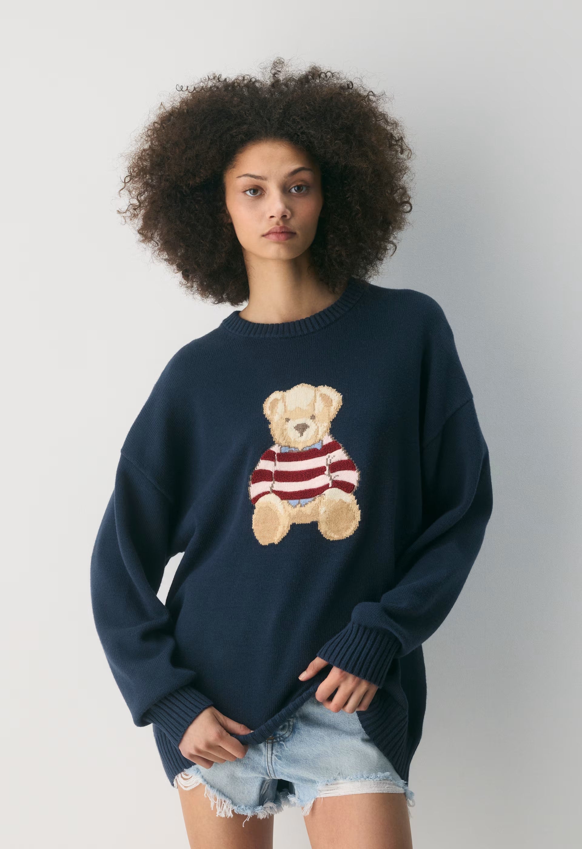 Cotton Charm™ Peggy Icon Sweater - ADMIRAL/ TEDDY BEAR