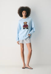 Cotton Charm™ Peggy Icon Sweater - VILLA BLUE/TEDDY BEAR