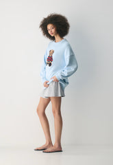 Cotton Charm™ Peggy Icon Sweater - VILLA BLUE/TEDDY BEAR
