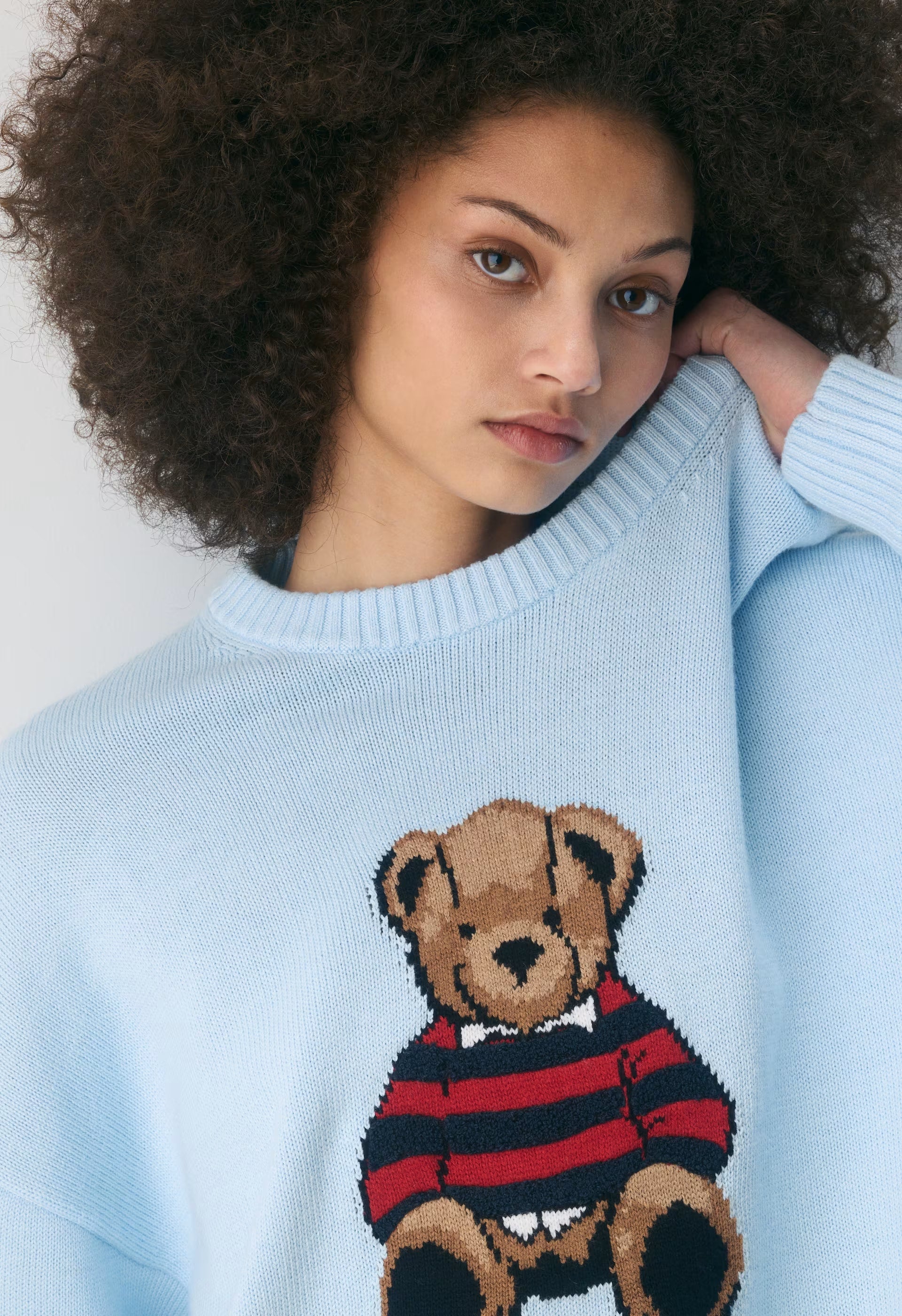 Cotton Charm™ Peggy Icon Sweater - VILLA BLUE/TEDDY BEAR