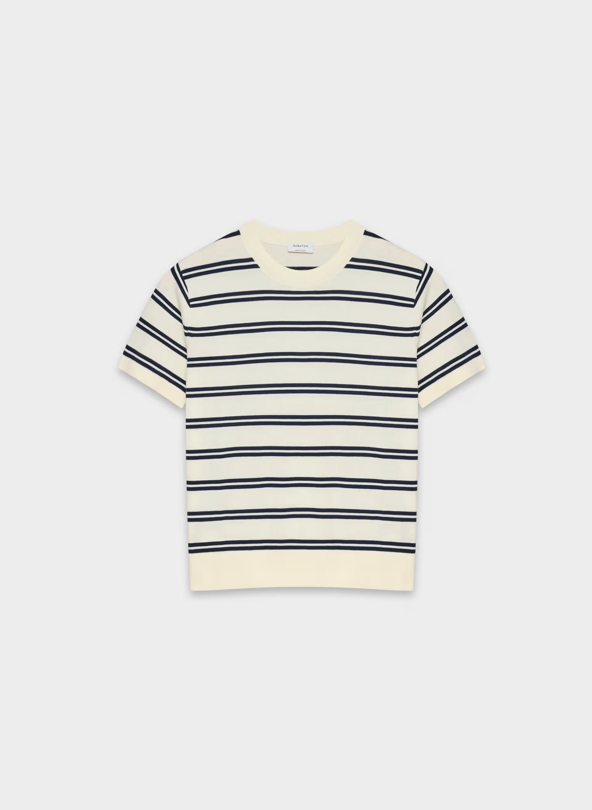 Bloor Shortsleeve Sweater - LT BIRCH/ ADMIRAL