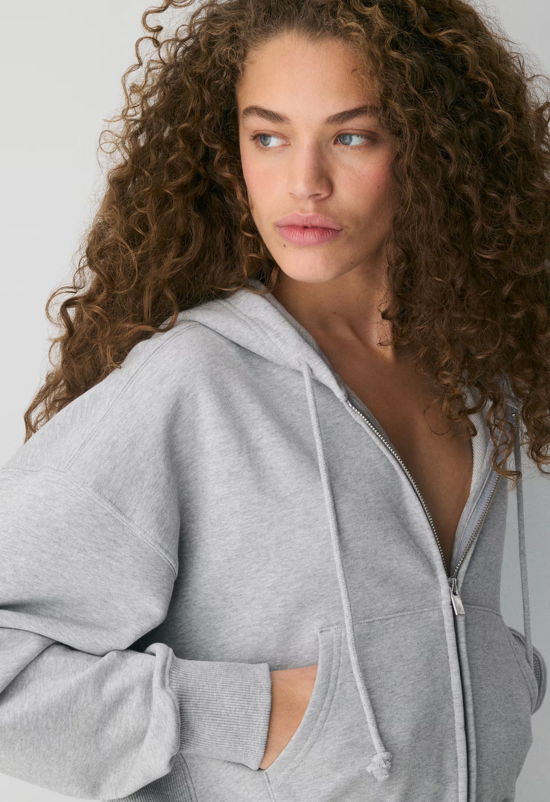 Terry Sweatfleece Boyfriend Boxy Zip Hoodie - HEATHER DARK GREY