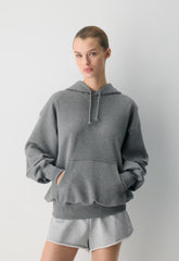 Terry Sweatfleece Mega Hoodie - HEATHER DARK GREY