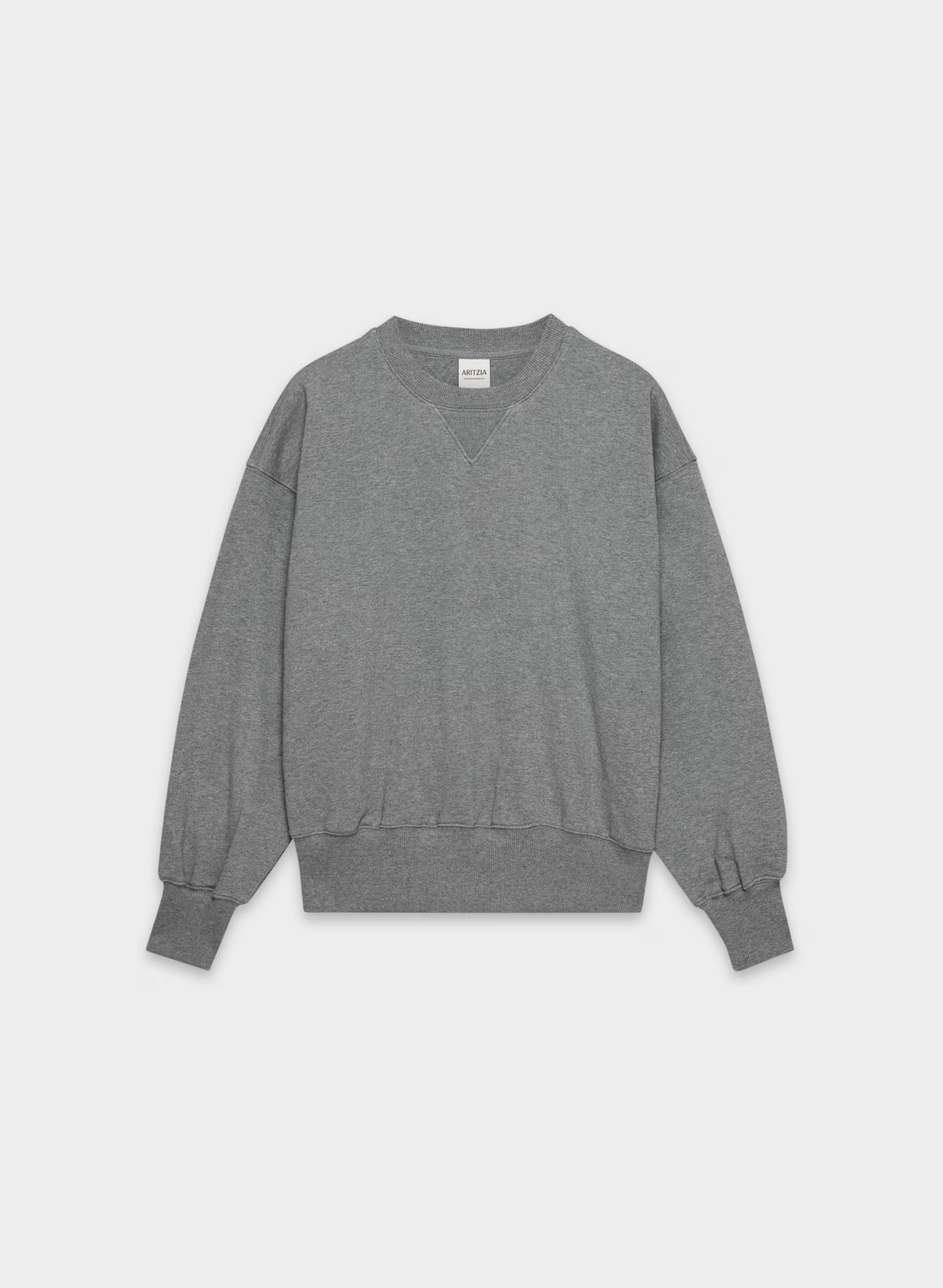 Terry Sweatfleece Mega Crew Sweatshirt - HEATHER DARK GREY