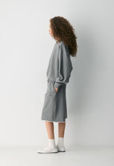 Terry Sweatfleece Mega Crew Sweatshirt - HEATHER DARK GREY