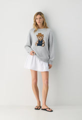 Cotton Charm™ Peggy Icon Sweater - HTHR CHRM /BEAR