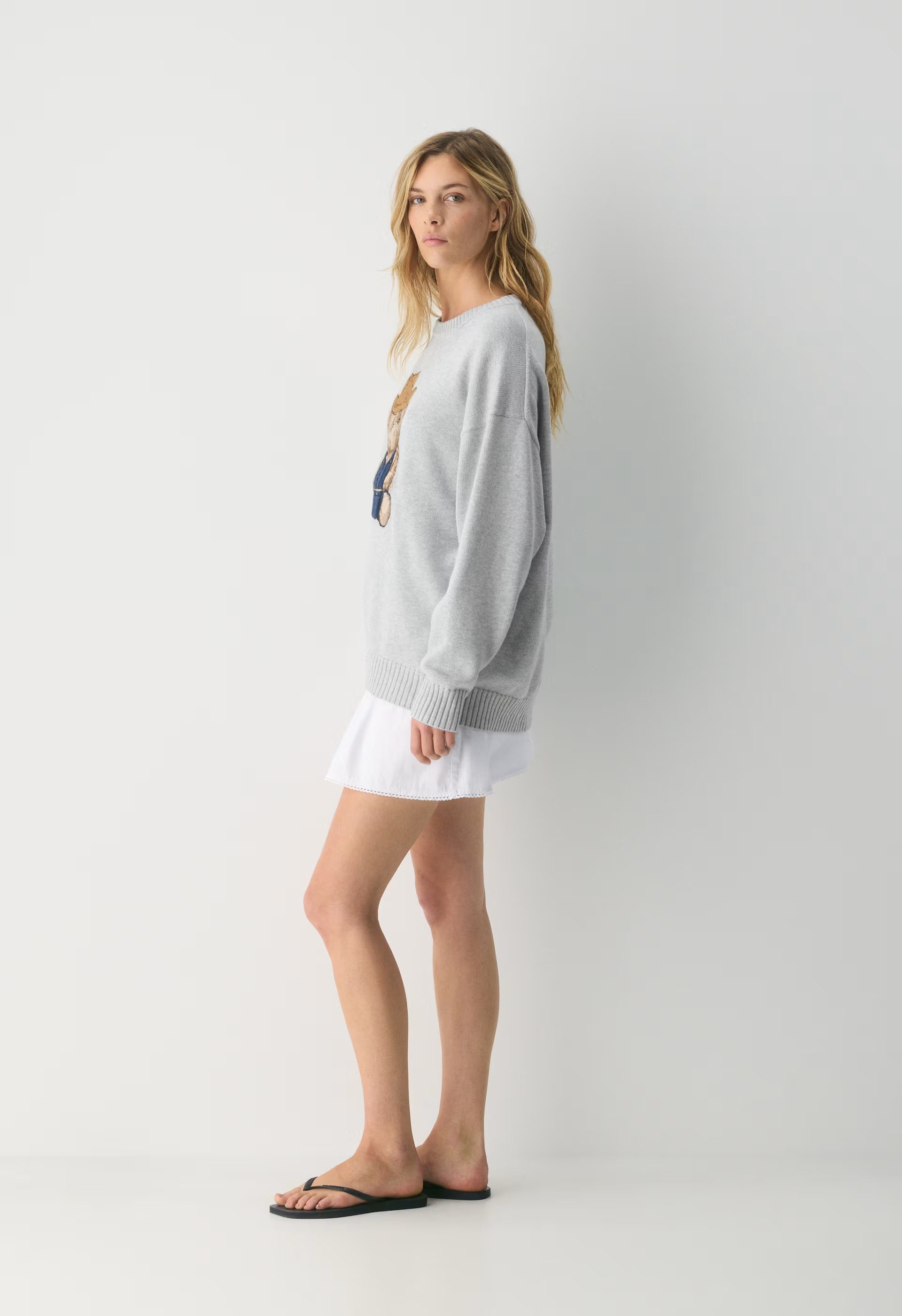 Cotton Charm™ Peggy Icon Sweater - HTHR CHRM /BEAR