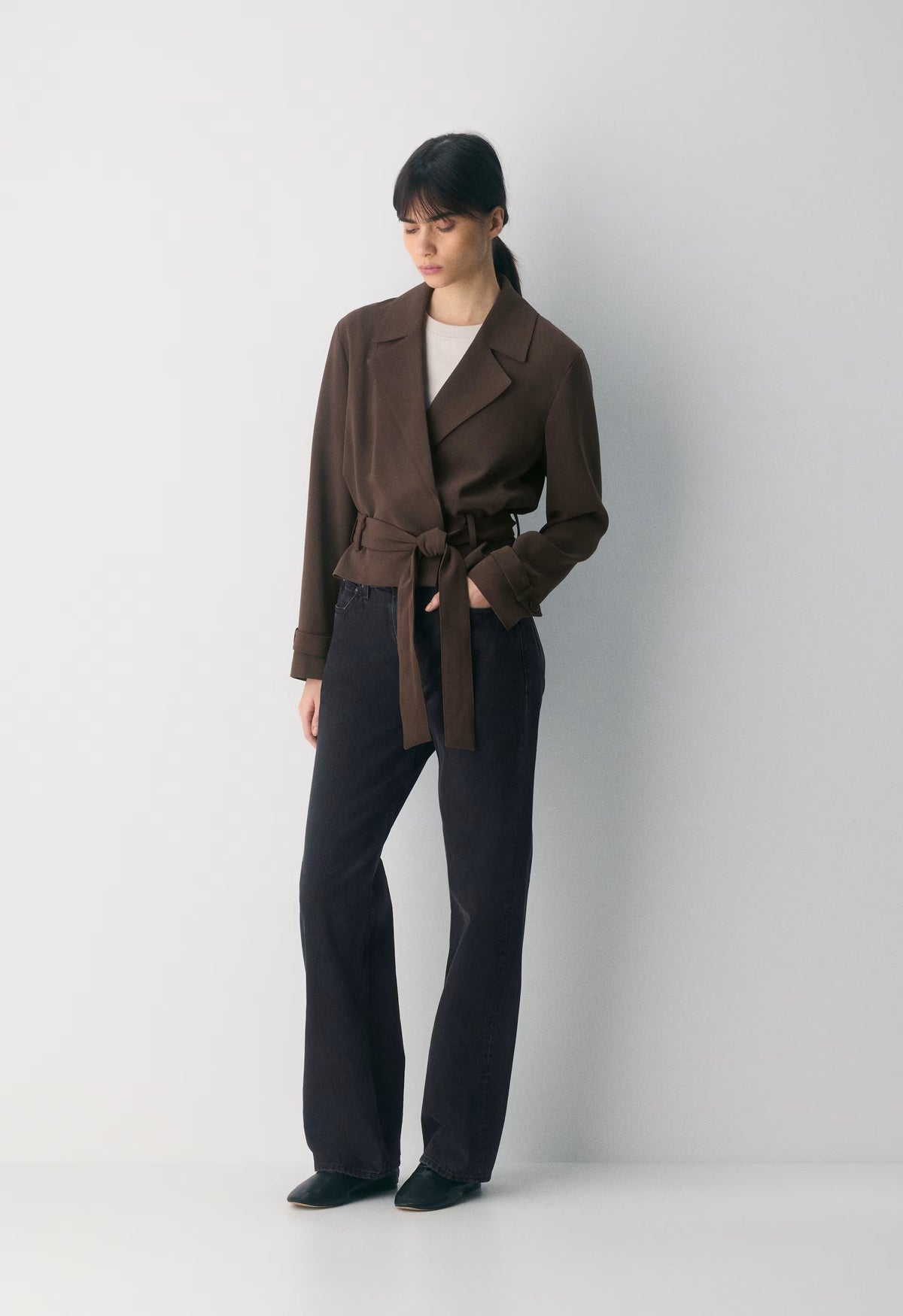 Postage Trench Coat - Sway Crepe - RICH MOCHA BROWN