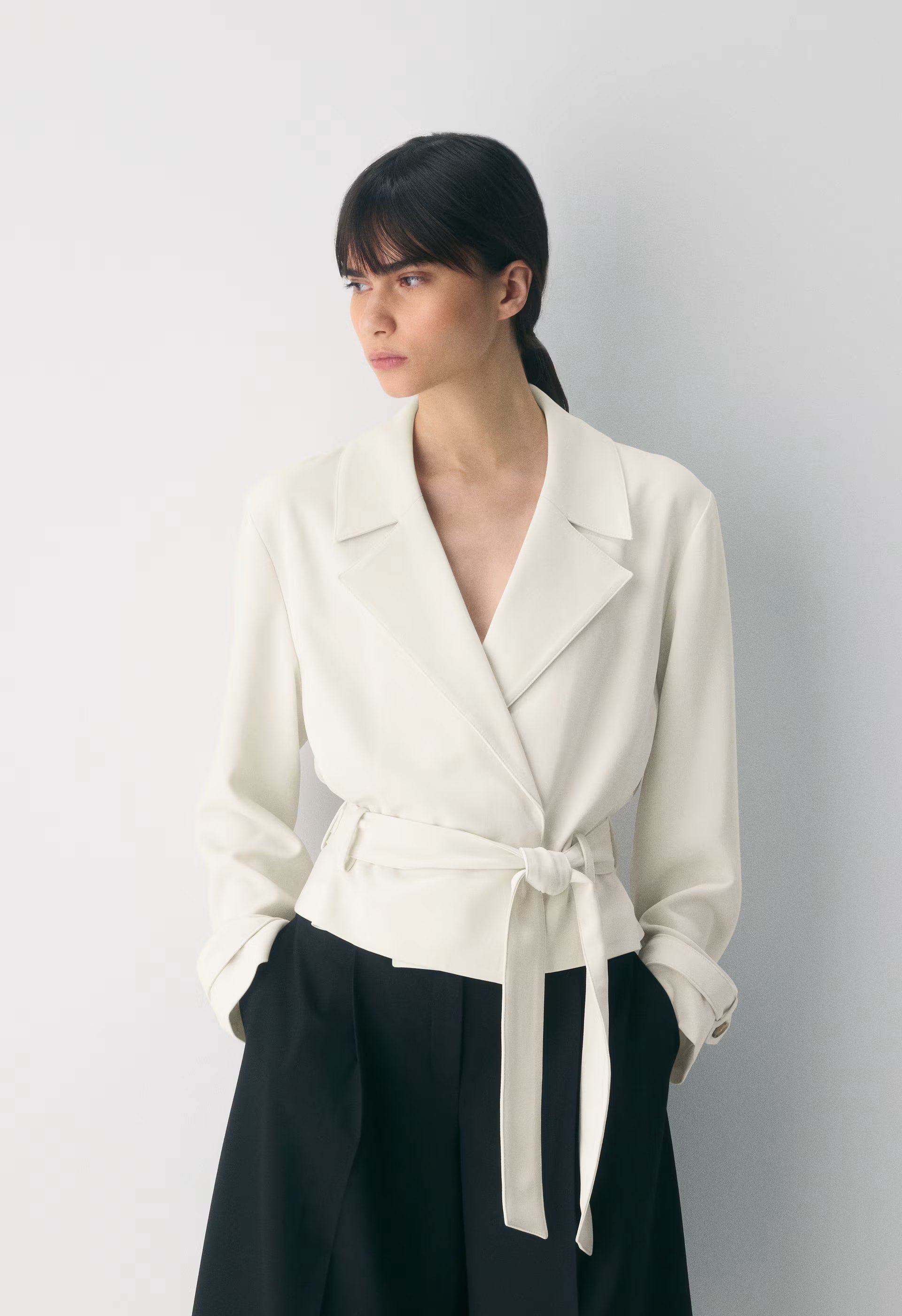 Postage Trench Coat - Sway Crepe - VINTAGE WHITE