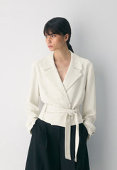 Postage Trench Coat - Sway Crepe - VINTAGE WHITE