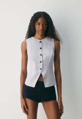 CruiseLinen™ Regal Vest - MILN STRIPE W/HRBR NV