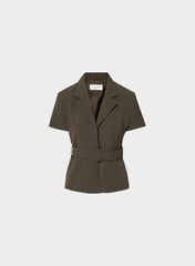 Brynn Shortsleeve Blazer - Sway Crepe - CACAO NIB BROWN