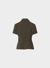 Brynn Shortsleeve Blazer - Sway Crepe - CACAO NIB BROWN