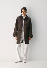 Soundwave Waxed Trench Coat - BURNT BROWN