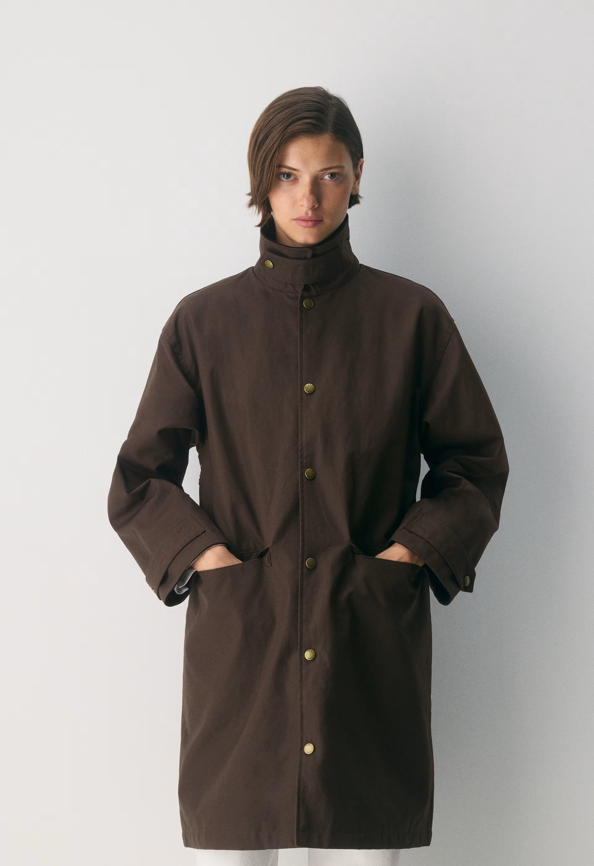Soundwave Waxed Trench Coat - BURNT BROWN