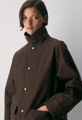Soundwave Waxed Trench Coat - BURNT BROWN