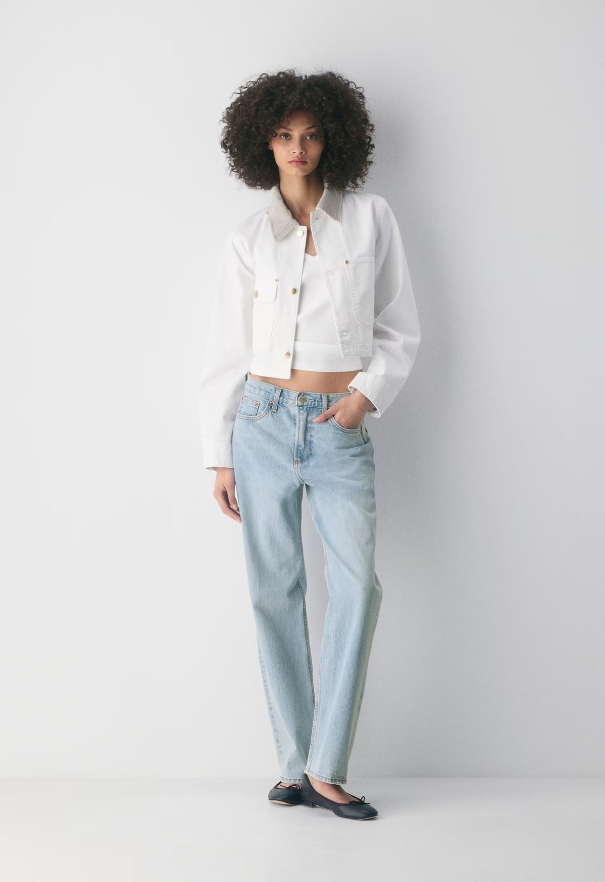 Barnett Lighweight Cropped Chore Jacket - WHITE