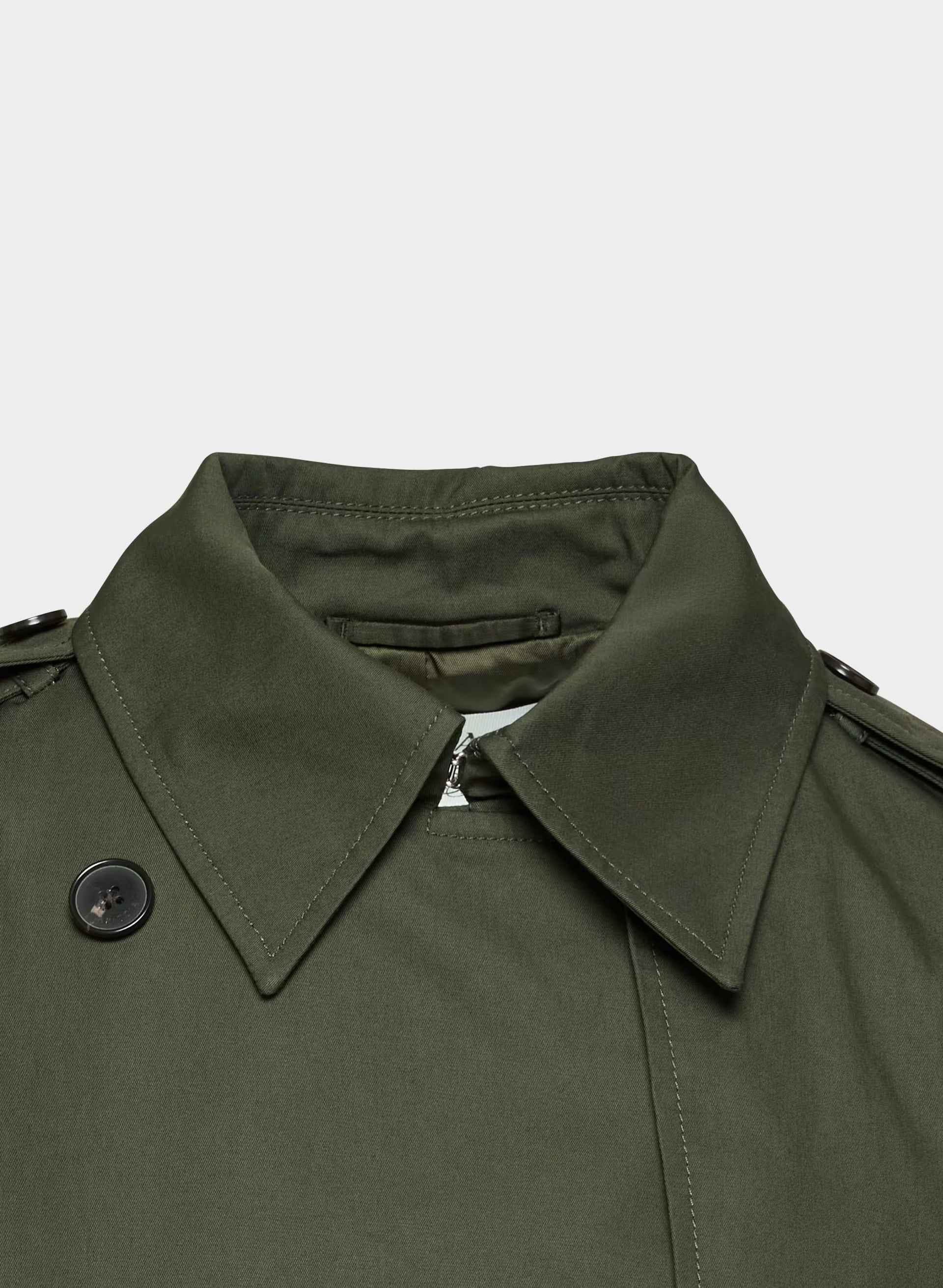 The Finch Short Trench Coat - City Twill - DARK OLIVE