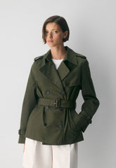 The Finch Short Trench Coat - City Twill - DARK OLIVE