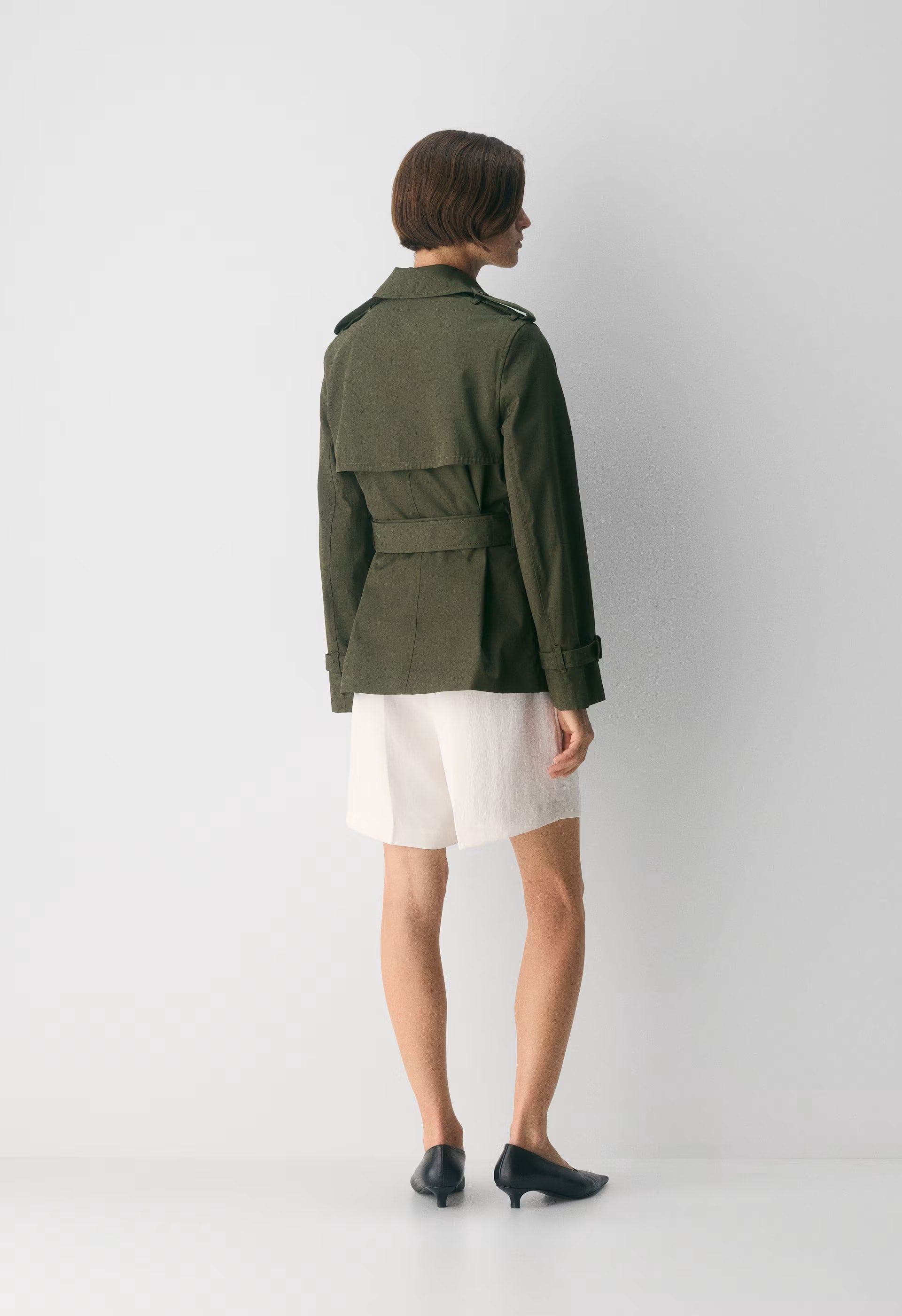 The Finch Short Trench Coat - City Twill - DARK OLIVE