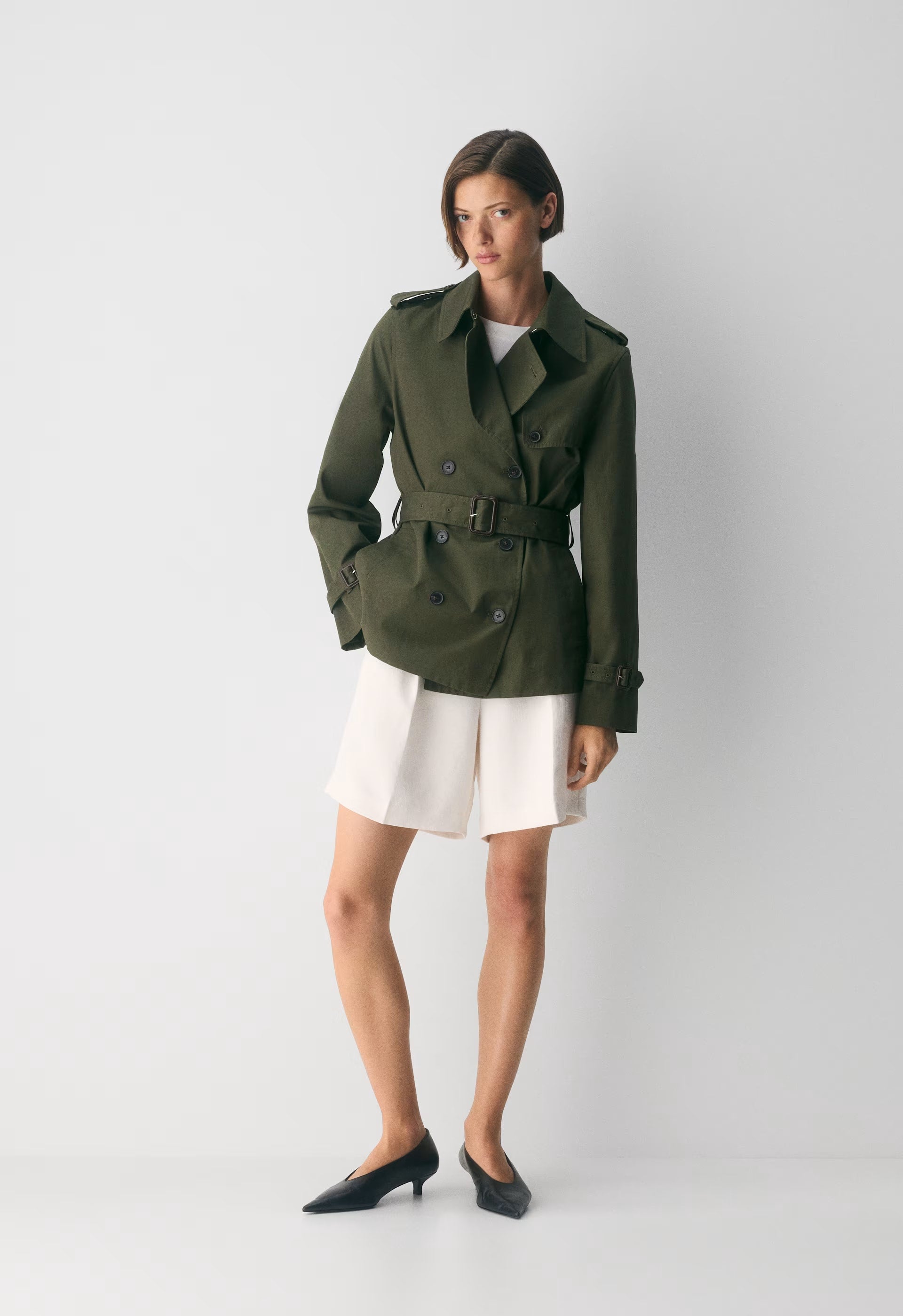 The Finch Short Trench Coat - City Twill - DARK OLIVE