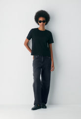 Denim Forum The '90s Marlo Hi-Rise Baggy Jean - BLACK EYELINER