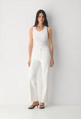 Denim Forum The Farrah Hi-Rise Wide Jean - A LITTLE WHITE LIE