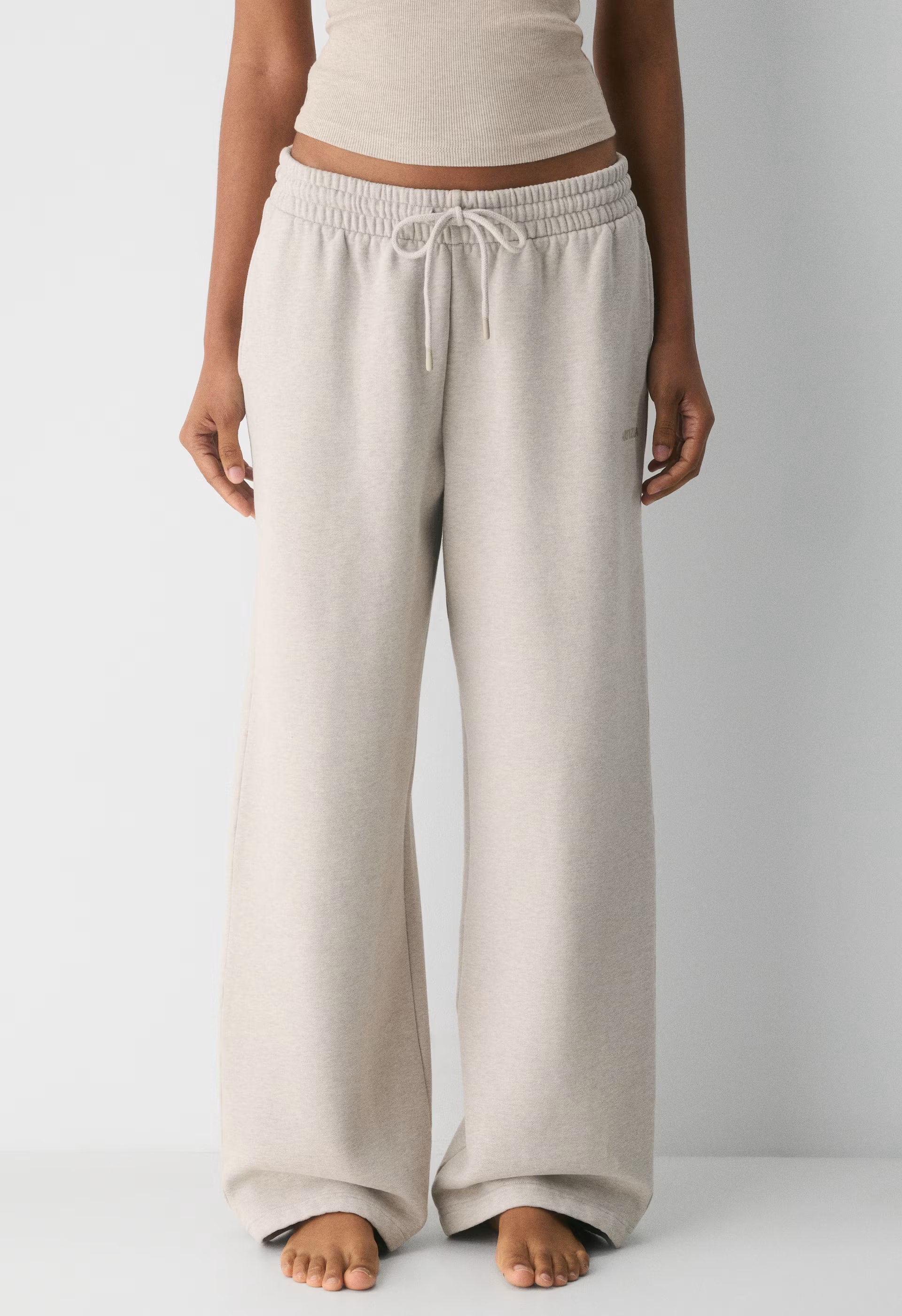 Cozy Sweatfleece Boyfriend Wide Sweatpant - HEATHER ECRU