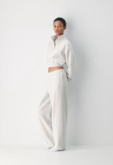 Cozy Sweatfleece Boyfriend Barrel Sweatpant - HEATHER CLOUD WHITE