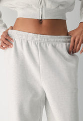 Cozy Sweatfleece Boyfriend Barrel Sweatpant - HEATHER CLOUD WHITE