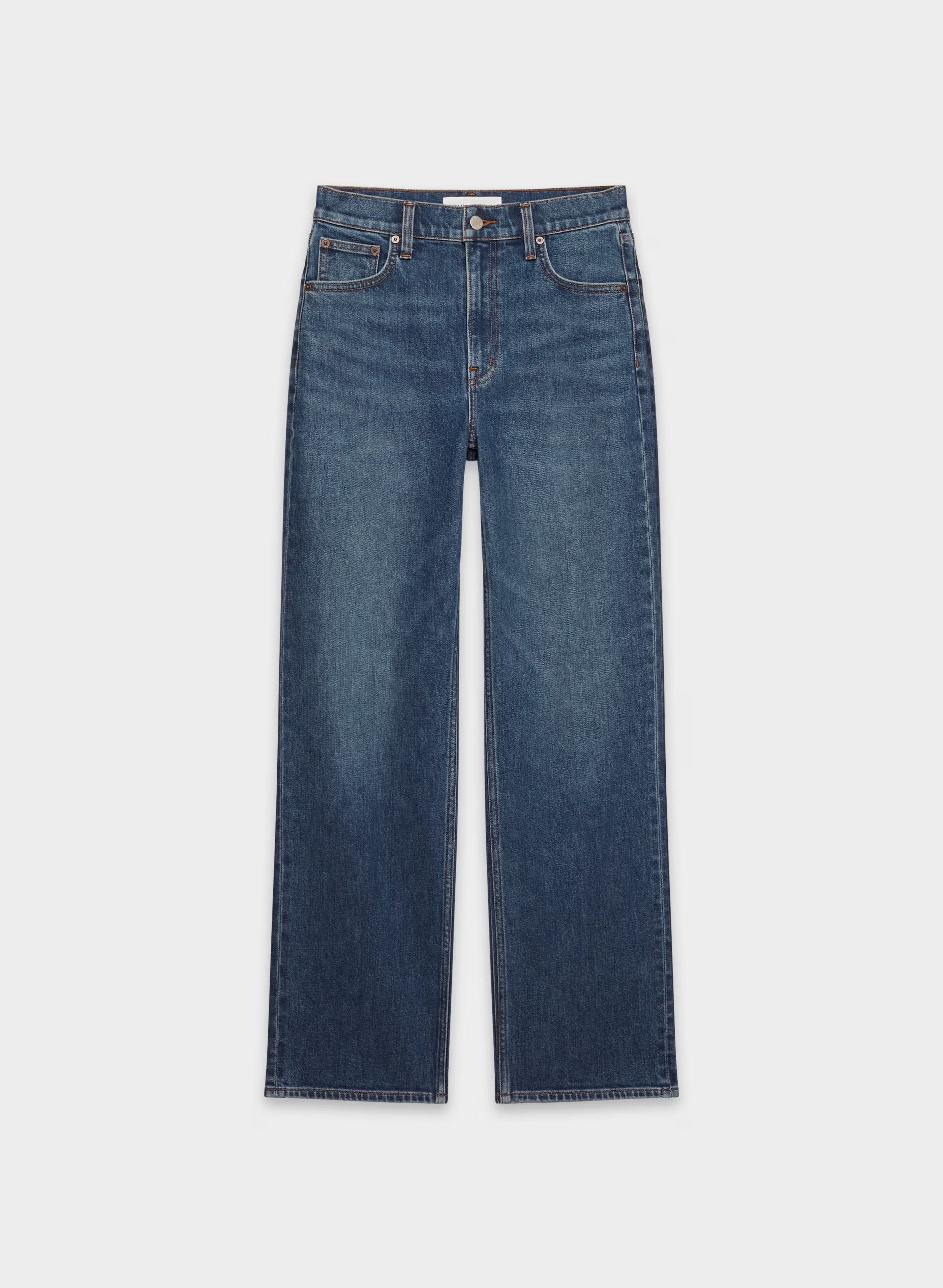 Denim Forum The Arlo Hi-Rise Straight Jean - BE ABOUT DARK BLEU