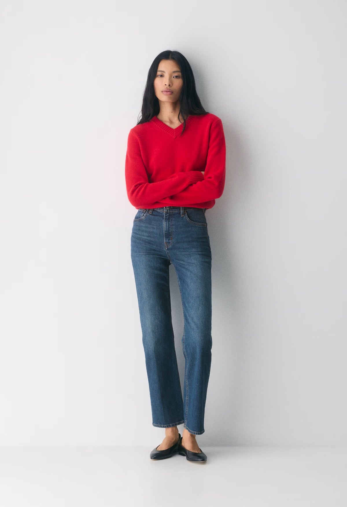Denim Forum The Arlo Hi-Rise Straight Jean - BE ABOUT DARK BLEU