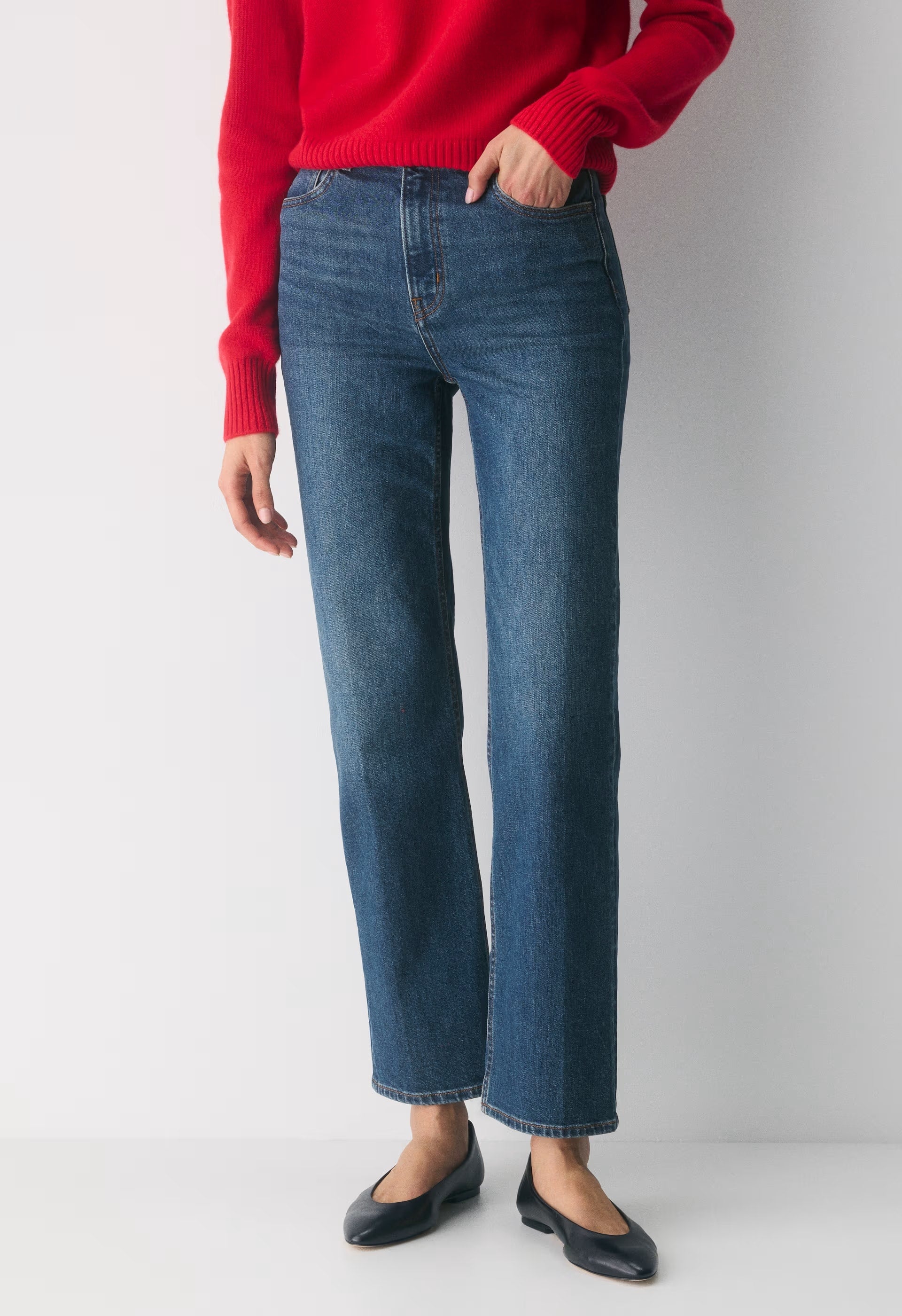 Denim Forum The Arlo Hi-Rise Straight Jean - BE ABOUT DARK BLEU