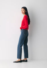 Denim Forum The Arlo Hi-Rise Straight Jean - BE ABOUT DARK BLEU