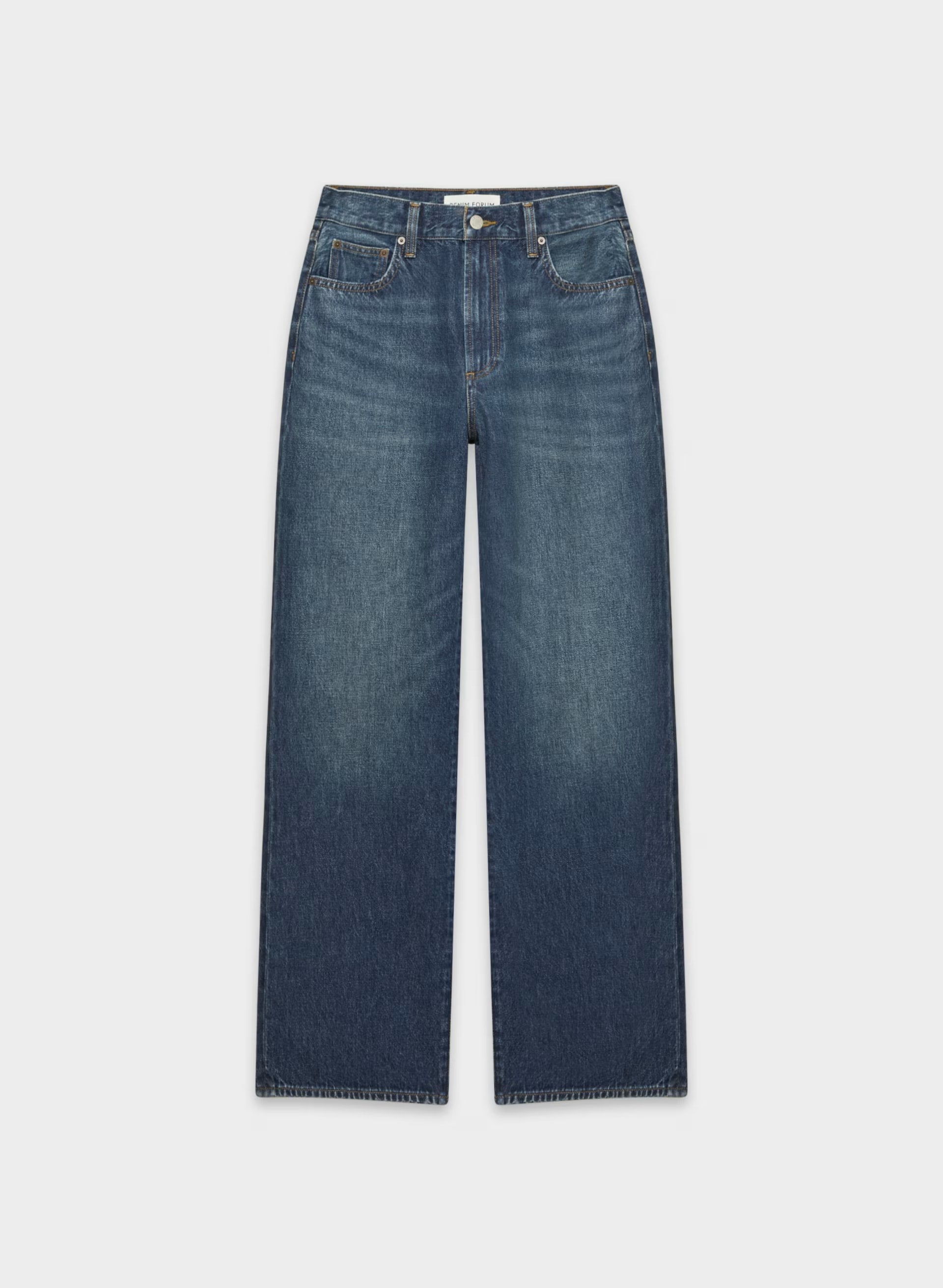 Denim Forum The Farrah Hi-Rise Wide Jean - BE ABOUT DARK BLEU