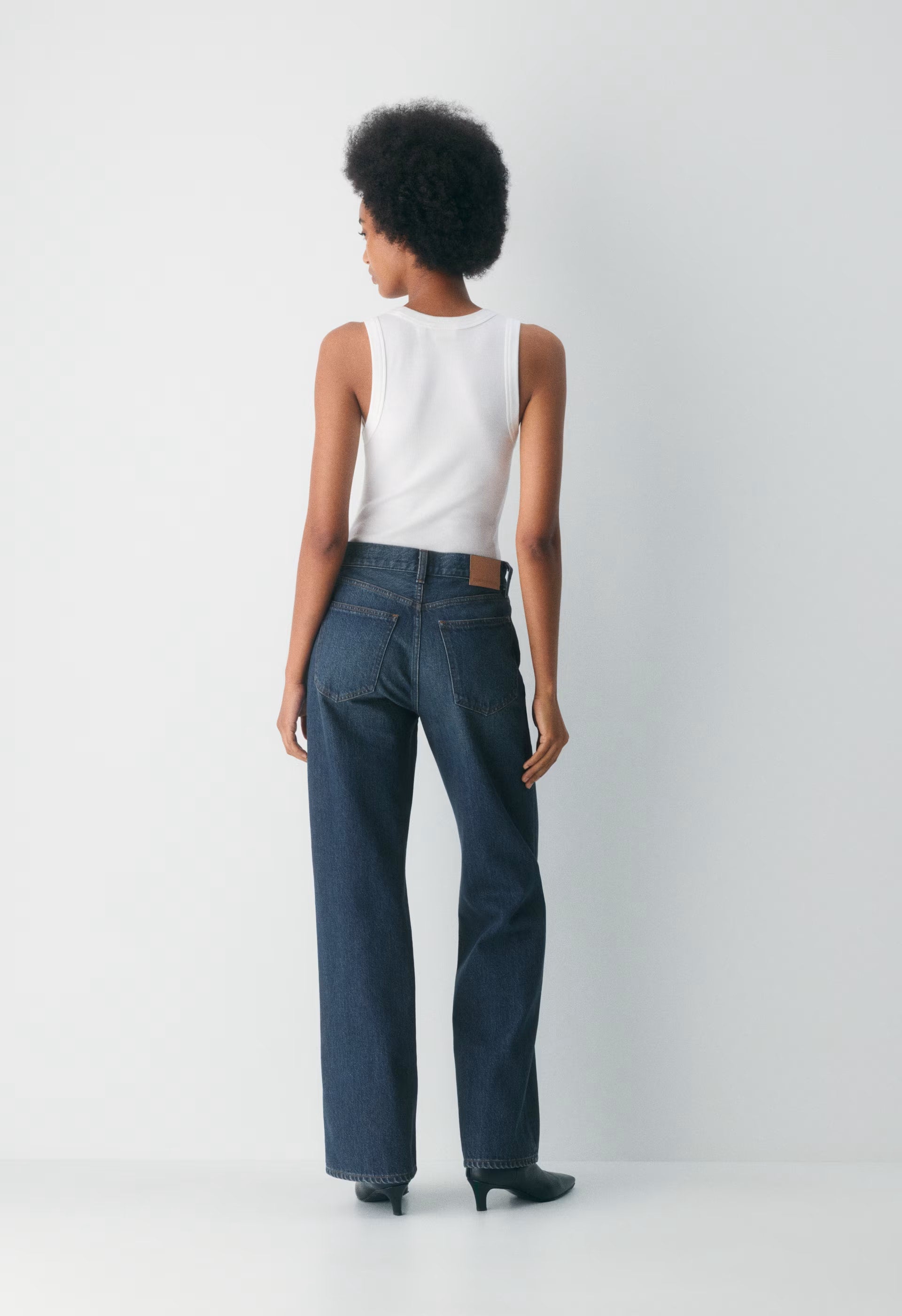Denim Forum The Farrah Hi-Rise Wide Jean - BE ABOUT DARK BLEU