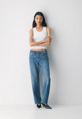 Denim Forum The '90s Vintage Lo-Rise Straight Jean - 5 YRS KISS N TELL BLEU