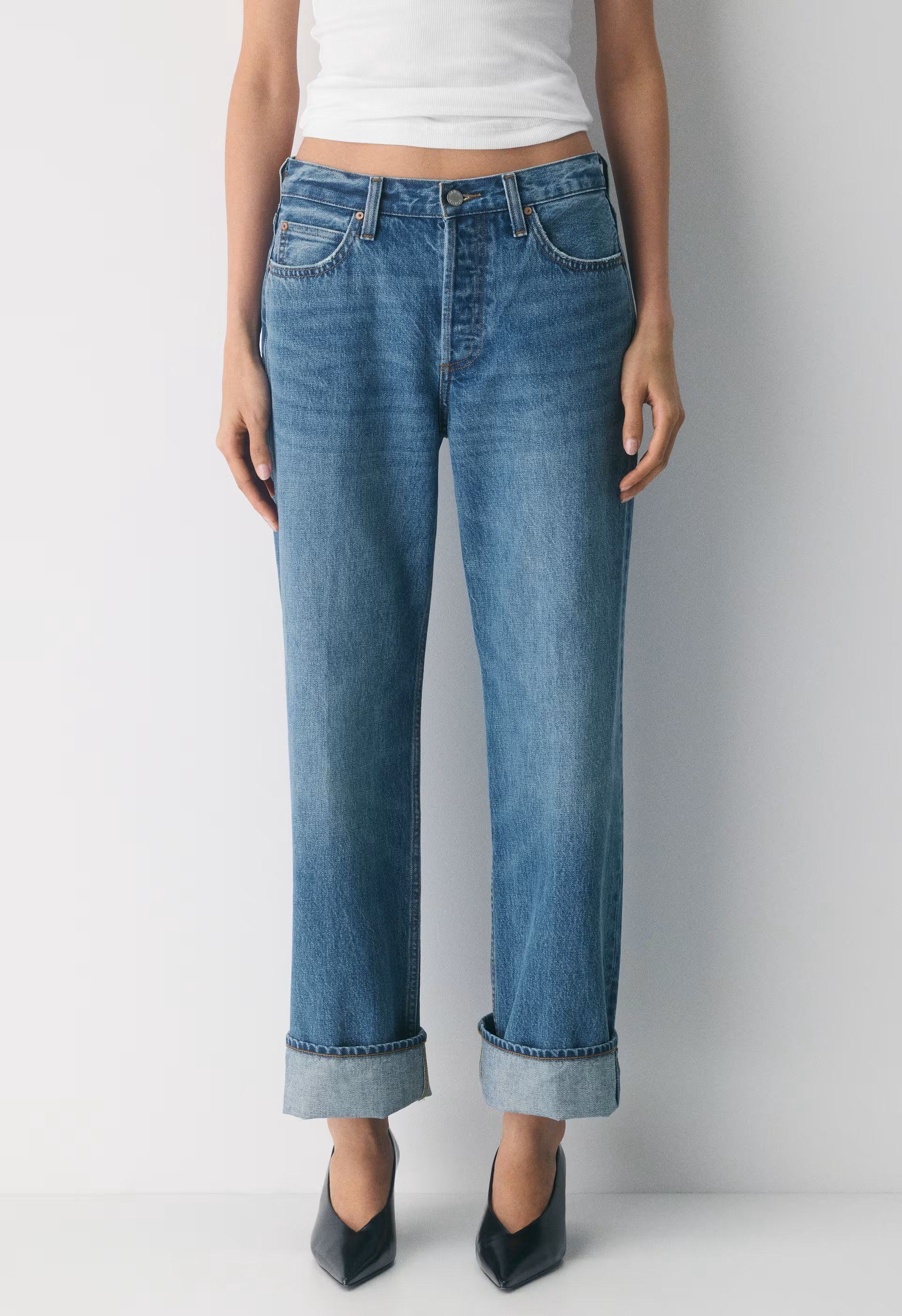 Denim Forum The '90s Vintage Lo-Rise Straight Jean - 5 YRS KISS N TELL BLEU
