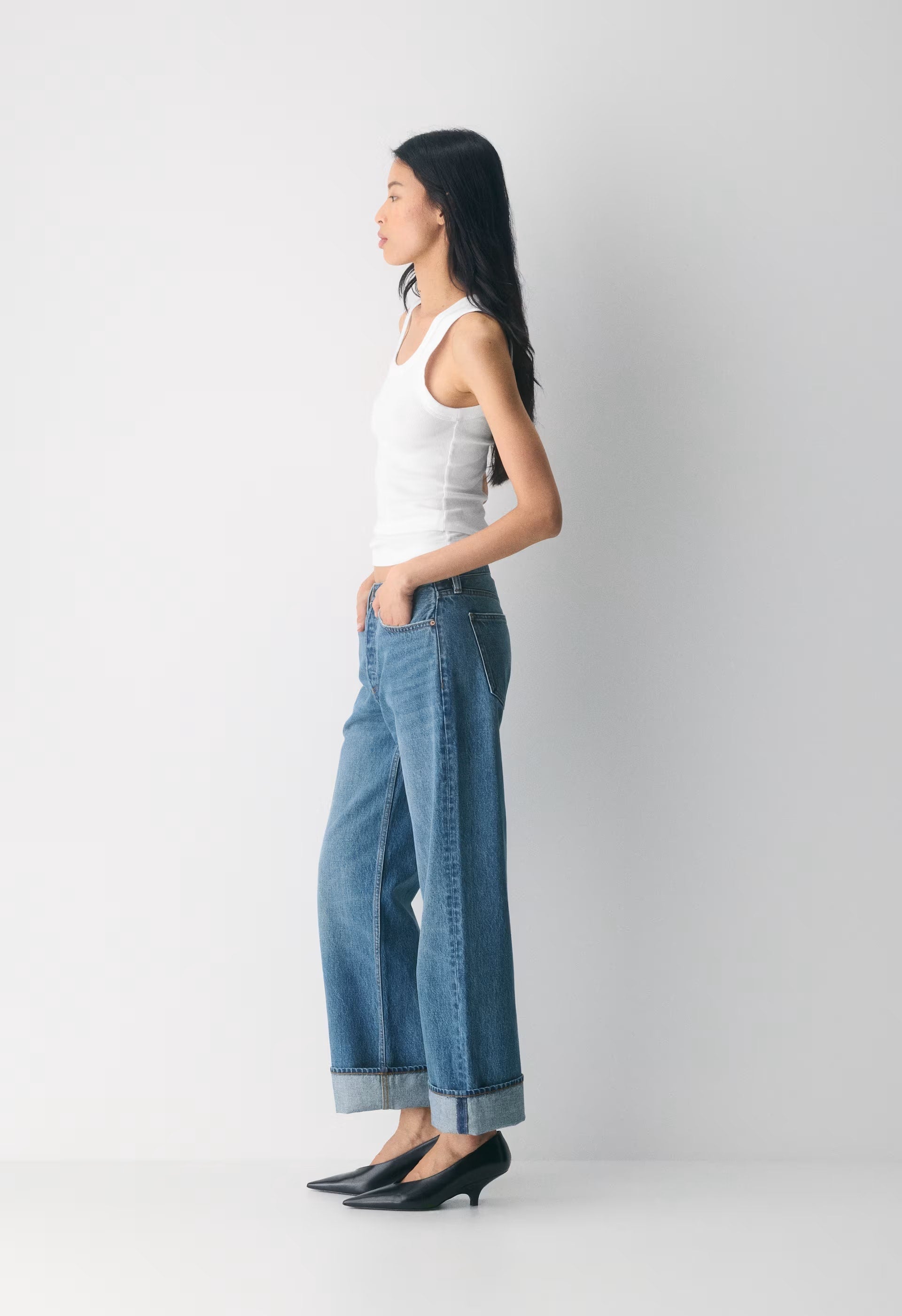 Denim Forum The '90s Vintage Lo-Rise Straight Jean - 5 YRS KISS N TELL BLEU