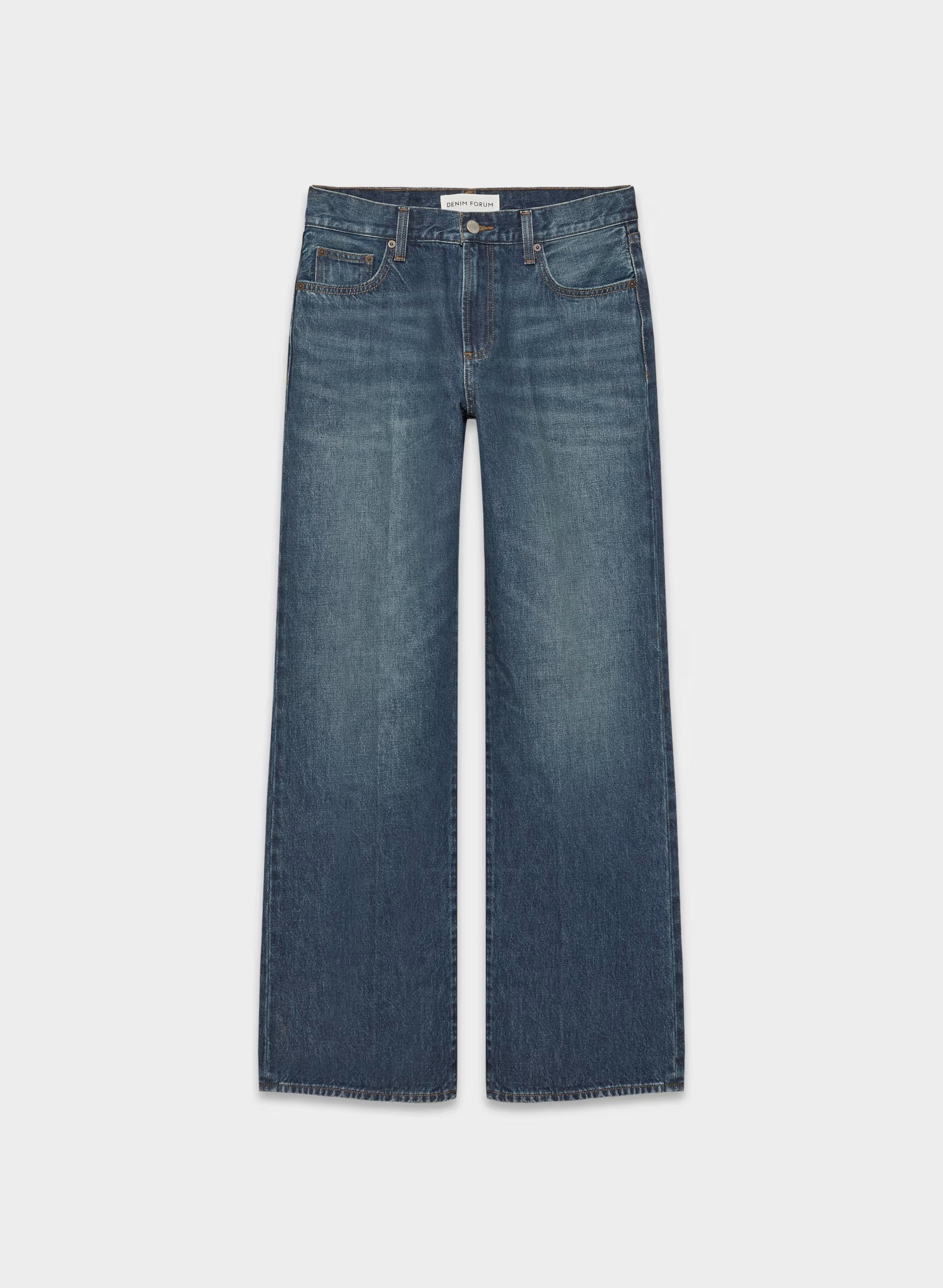 Denim Forum The Farrah Lo-Rise Wide Jean - BE ABOUT DARK BLEU