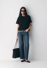 Denim Forum The Farrah Lo-Rise Wide Jean - BE ABOUT DARK BLEU