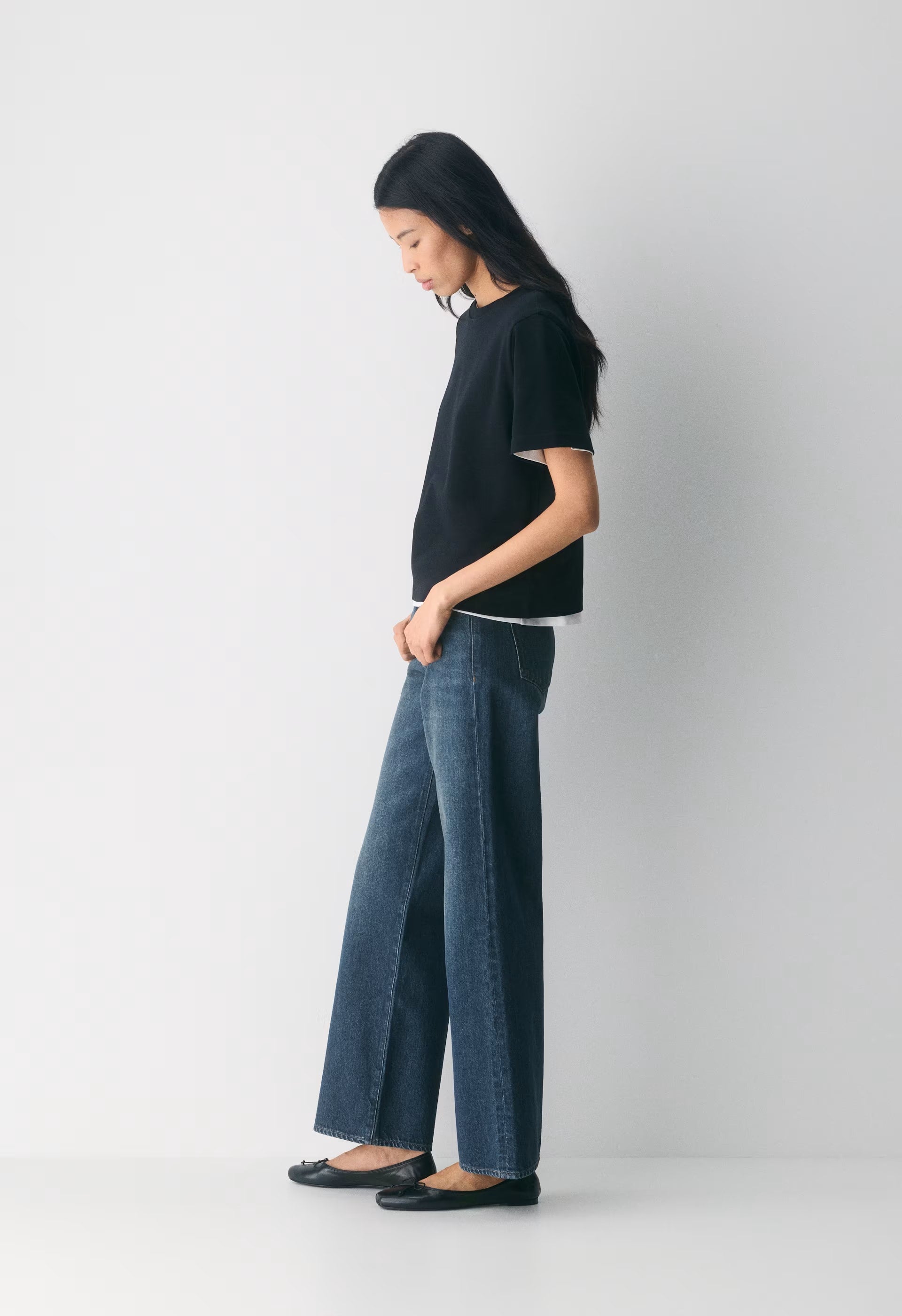 Denim Forum The Farrah Lo-Rise Wide Jean - BE ABOUT DARK BLEU
