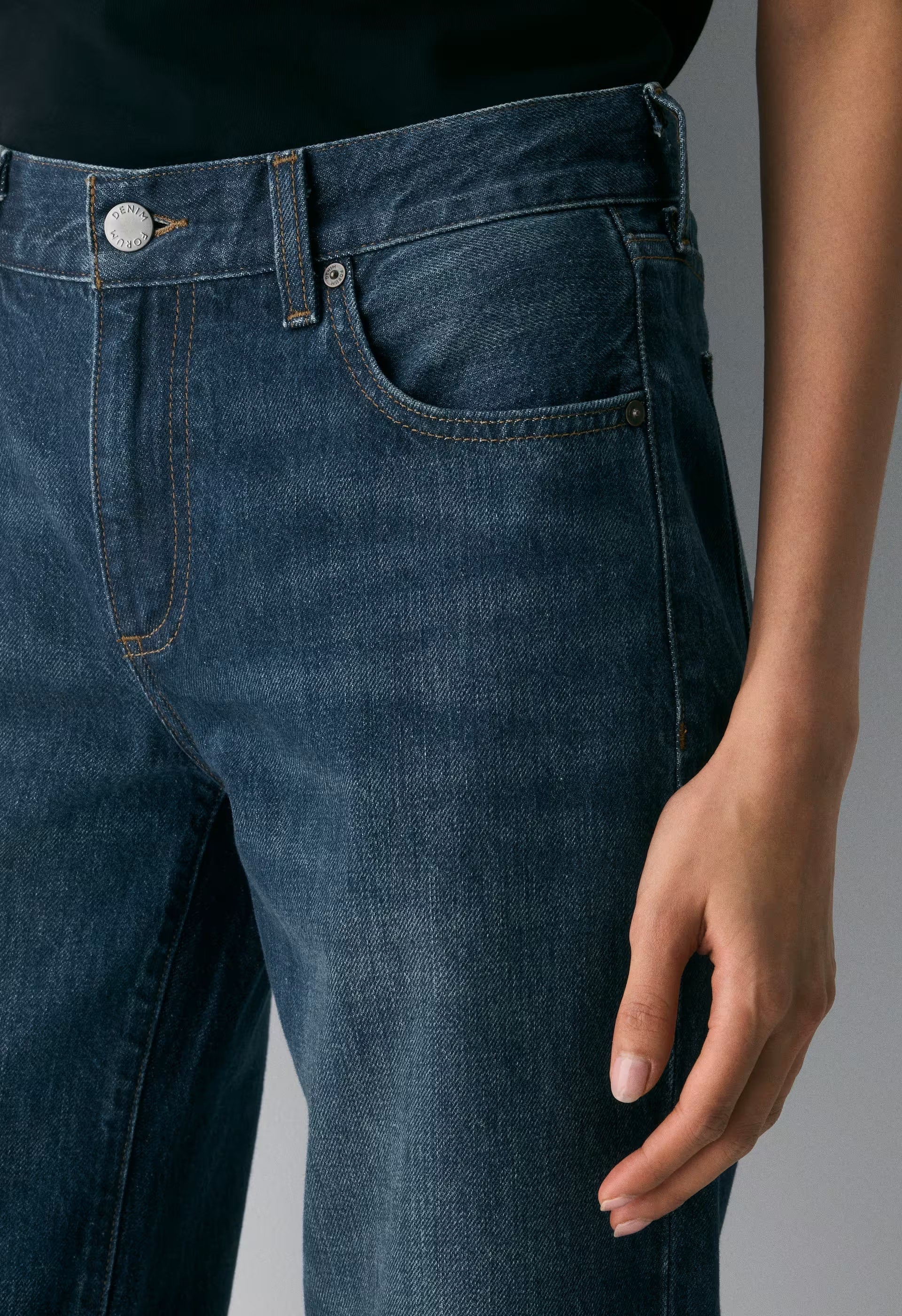 Denim Forum The Farrah Lo-Rise Wide Jean - BE ABOUT DARK BLEU