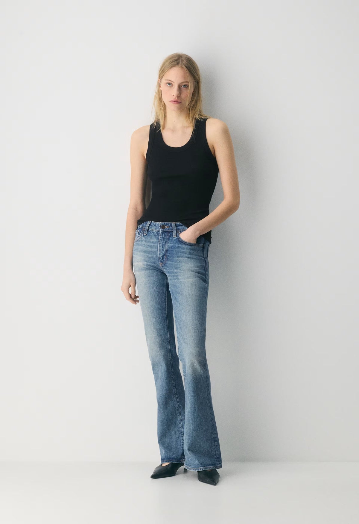 Denim Forum Denise Mid-Rise Flare Jean - VINTAGE MEDIUM BLUE