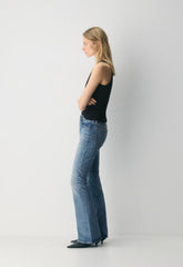 Denim Forum Denise Mid-Rise Flare Jean - VINTAGE MEDIUM BLUE