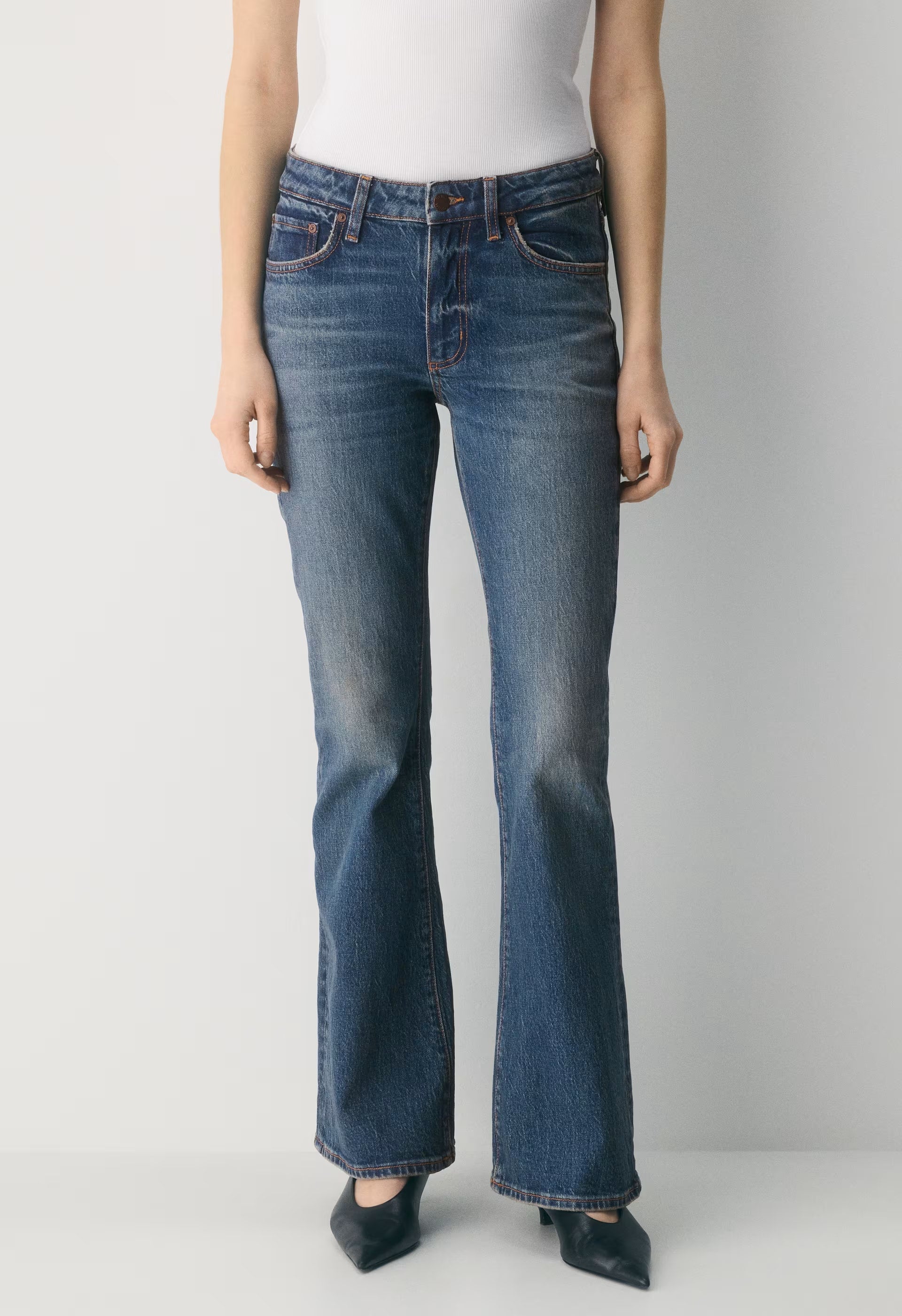 Denim Forum Denise Mid-Rise Flare Jean - VINTAGE DARK BLUE