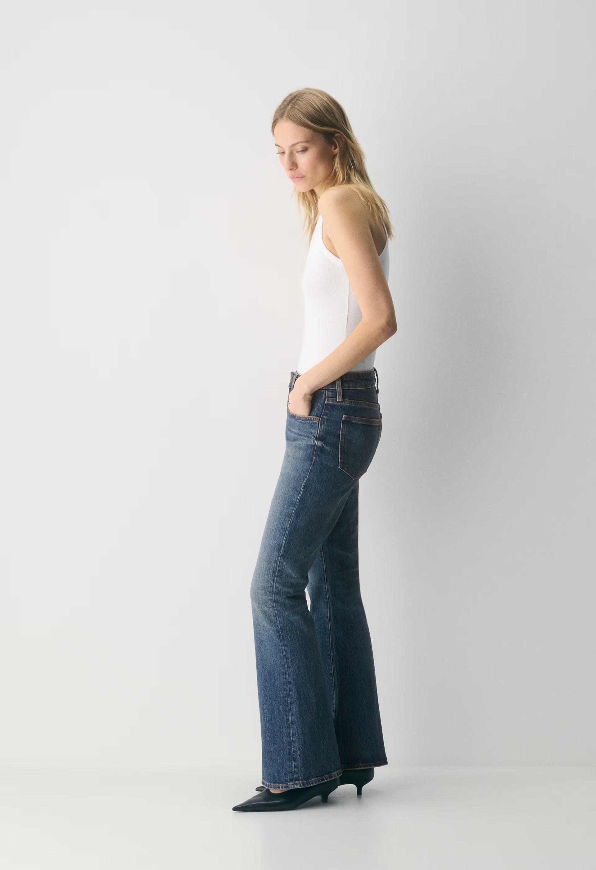 Denim Forum Denise Mid-Rise Flare Jean - VINTAGE DARK BLUE