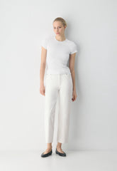 Denim Forum The Farrah Hi-Rise Wide Ankle Jean - A LITTLE WHITE LIE