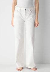 Denim Forum The Farrah Lo-Rise Wide Jean - A LITTLE WHITE LIE