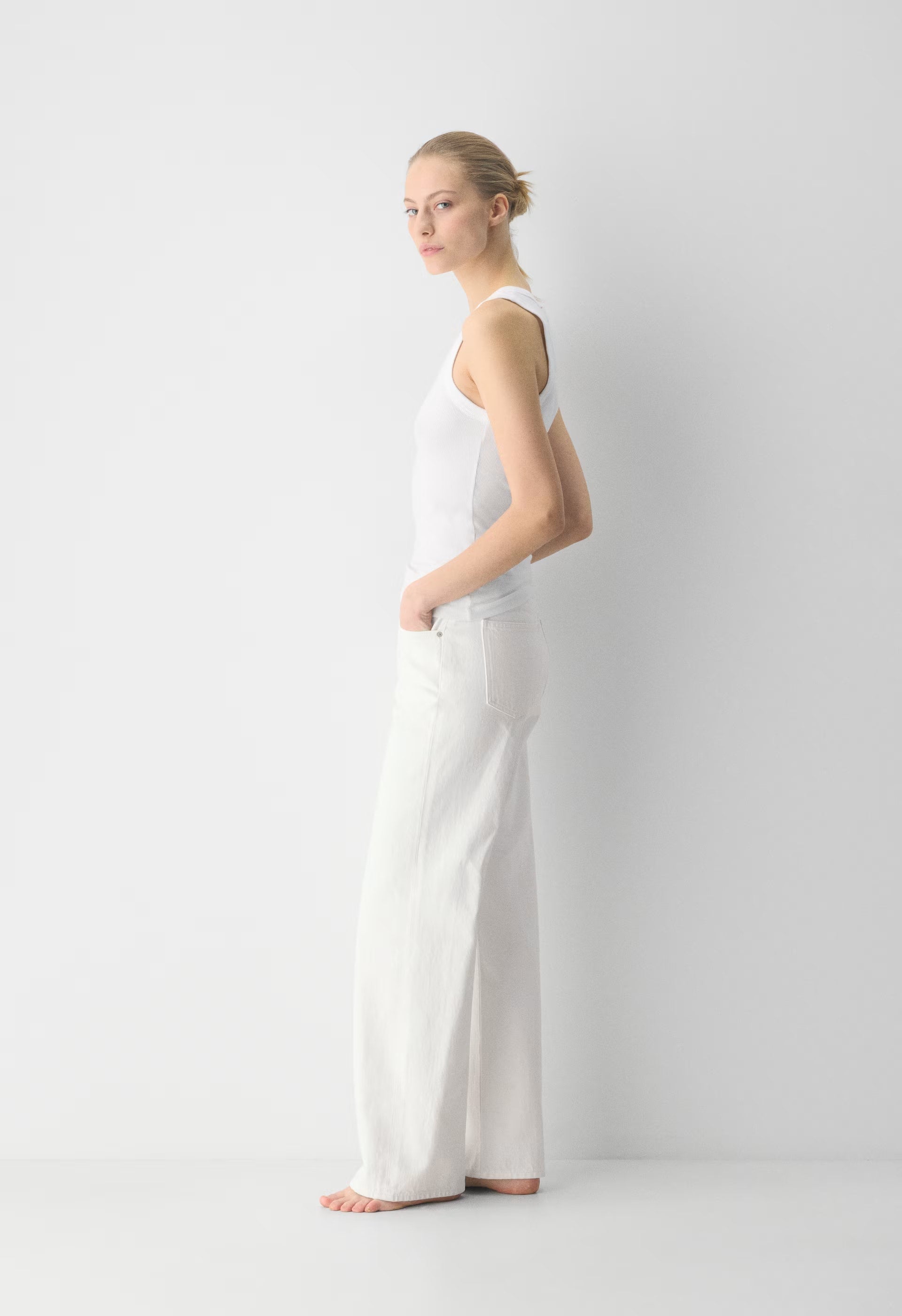 Denim Forum The Farrah Lo-Rise Wide Jean - A LITTLE WHITE LIE
